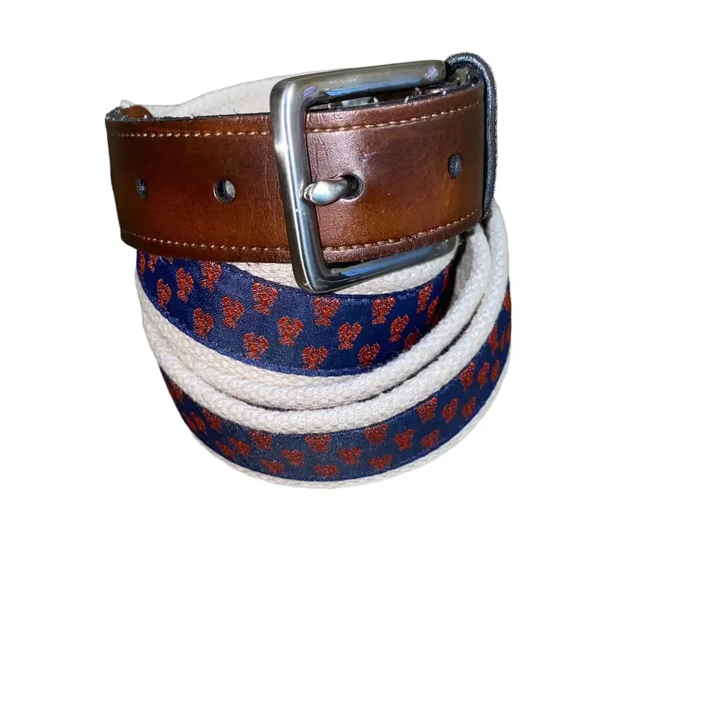 KKG Woven Ribbon Overlay Lobster Print Synthetic Leather red/blue size 44/110
